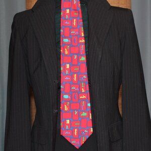 Save the Children Collection silk TIE "Busy Day" VTG colorful trucks cars